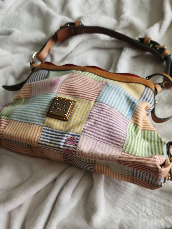 Dooney & Bourke Handbags - Dooney & Bourke Pastel Patchwork Striped Canvas Shoulder Bag